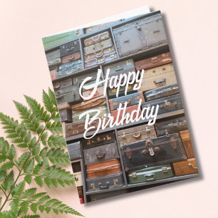 Travel Adventures, Vintage Suitcases, Birthday Card