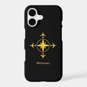 Travel Aeroplane Compass Gold Simple Modern Custom
