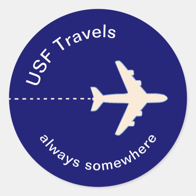 Travel Aeroplane custom blue Classic Round Sticker (Front)