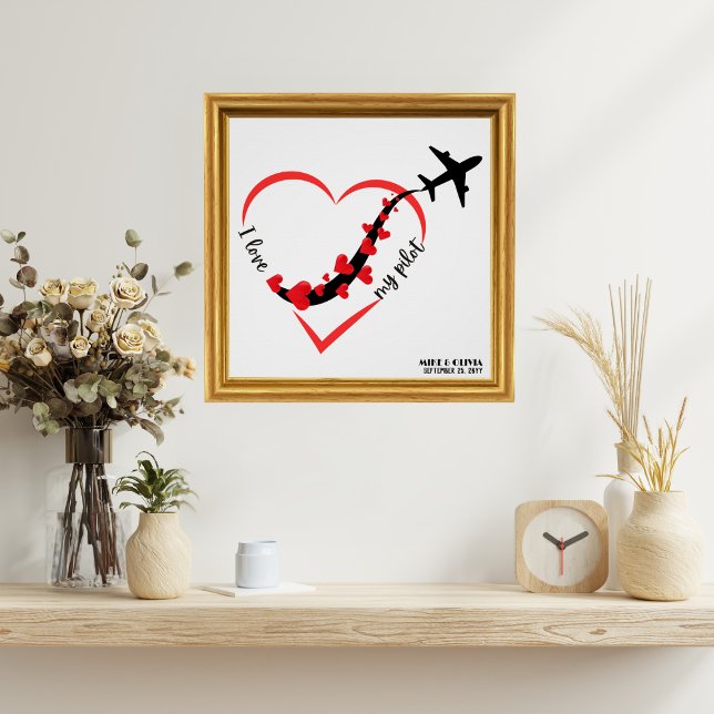 Travel Aeroplane Heart I Love My Pilot Custom Poster (Creator Uploaded)