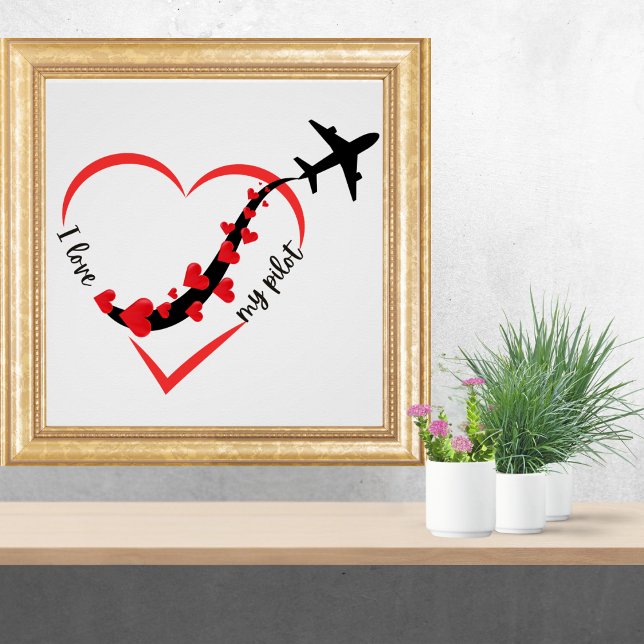 Travel Aeroplane Heart I Love My Pilot Minimalist Poster (Creator Uploaded)