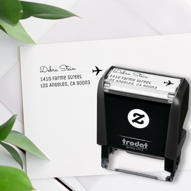 Travel Aeroplane & name, simple & clear Self-inking Stamp (Creator Uploaded)