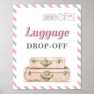 Travel Aeroplane Party Luggage Drop-off Gift Table Poster