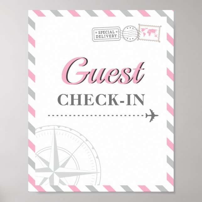 Travel Aeroplane Party Theme Guest Check-in Welcom Poster (Front)