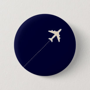 travel aeroplane with dotted line 6 cm round badge
