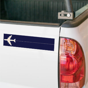 travel aeroplane with dotted line bumper sticker