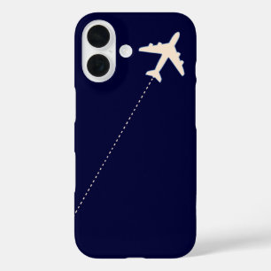 travel aeroplane with dotted line iPhone 16 case