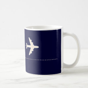 travel aeroplane with dotted line coffee mug