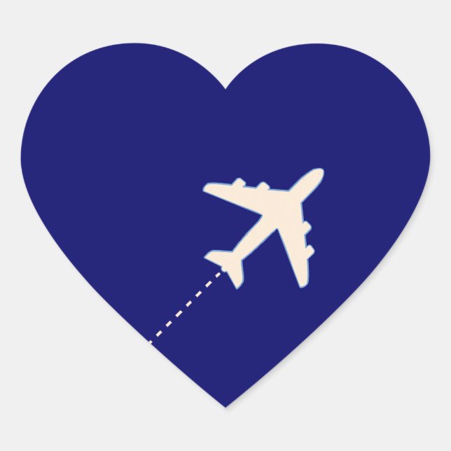 Travel Aeroplane with dotted line Heart Sticker (Front)