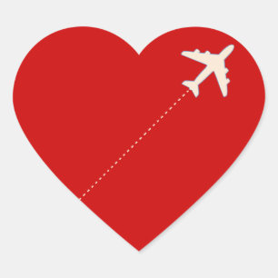 travel aeroplane with dotted line heart sticker