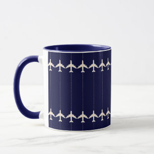 travel aeroplane with dotted line mug