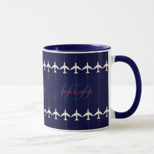travel aeroplane with dotted line personalised mug