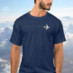 Travel Aeroplane with dotted line T-Shirt<br><div class="desc">A graphic image of a white aeroplane with a straight dotted line ( flight path ). You can use the 'customise it' tool if you want to change the blue background colour. A simple travel related design. A good suggestion for people who work for airlines and who travel on planes...</div>