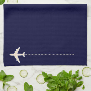 travel aeroplane with dotted line tea towel