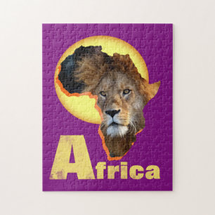 Travel Africa Lion Safari Animals Wildlife Graphic Jigsaw Puzzle