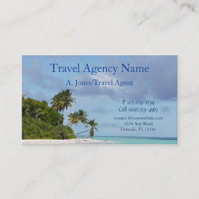 Travel Agency Beach Scene Business Card (Front)