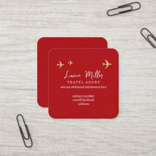 Travel agency consultant red-hot square business card