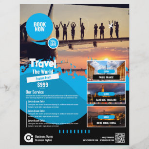 Travel Agency Flyer Blue Template