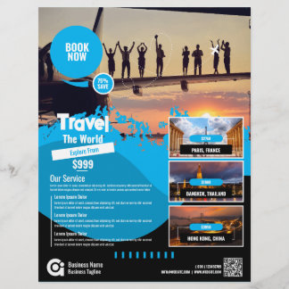 Travel Agency Flyer Blue Template