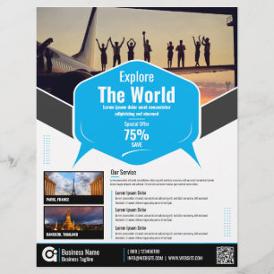 Travel Agency Flyer Blue Template