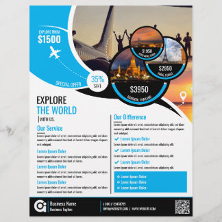 Travel Agency Flyer Blue Template