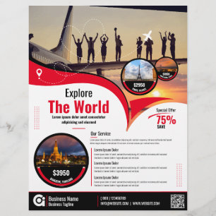 Travel Agency Flyer Red Template