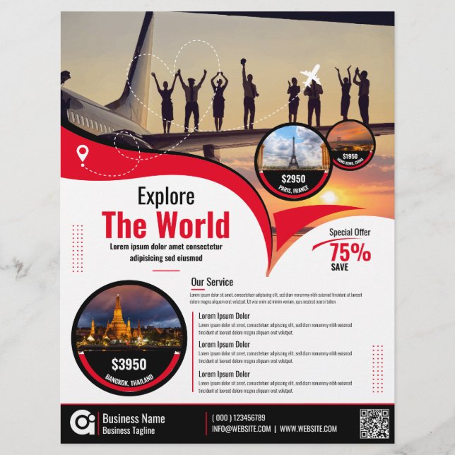 Travel Agency Flyer Red Template (Front)