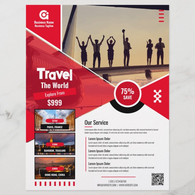 Travel Agency Flyer Red Template (Front)