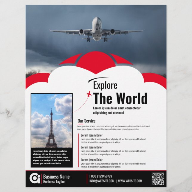 Travel Agency Flyer Red Template (Front)