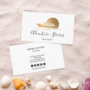 Travel Agency Travel Blog Blue World Map Cruise  Business Card