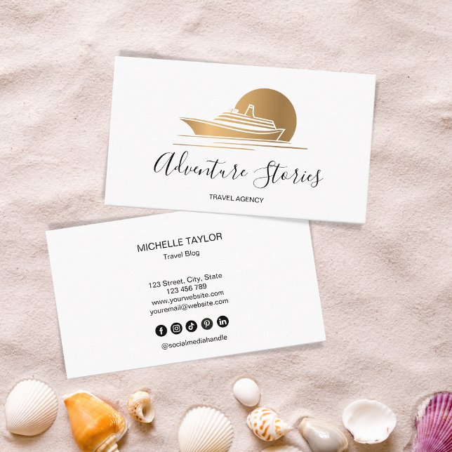 Travel Agency Travel Blog Blue World Map Cruise  Business Card (Creator Uploaded)