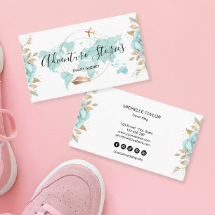 Travel Agency Travel Blog Blue World Map Cruise Business Card