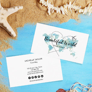 Travel Agency Travel Blog World Map Logo Business Card