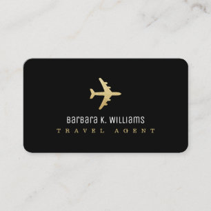Travel Agent Black Business Card with an Aeroplane