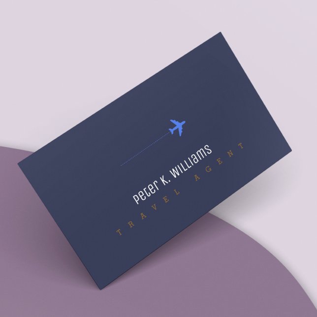 travel agent blue business card with an aeroplane (Creator Uploaded)