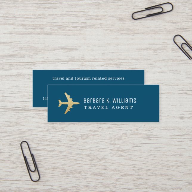 Travel Agent Business Card aeroplane on blue (Front/Back In Situ)