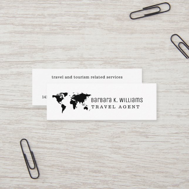 Travel Agent Business Card world map (Front/Back In Situ)