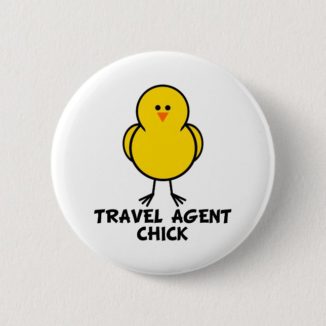 Travel Agent Chick 6 Cm Round Badge (Front)