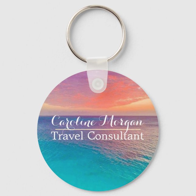 Travel Agent Consultant Beach Scene  Key Ring (Front)