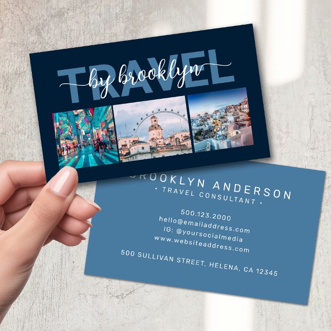 Travel Agent Consultant Photo Collage Business Card (Creator Uploaded)