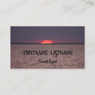 Travel agent dramatic sky ocean beach sunset business card