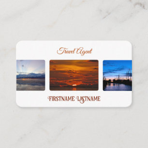 Travel agent dramatic sky ocean beach sunset business card
