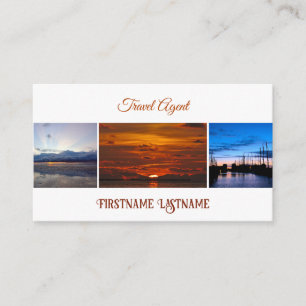 Travel agent dramatic sky ocean beach sunset business card