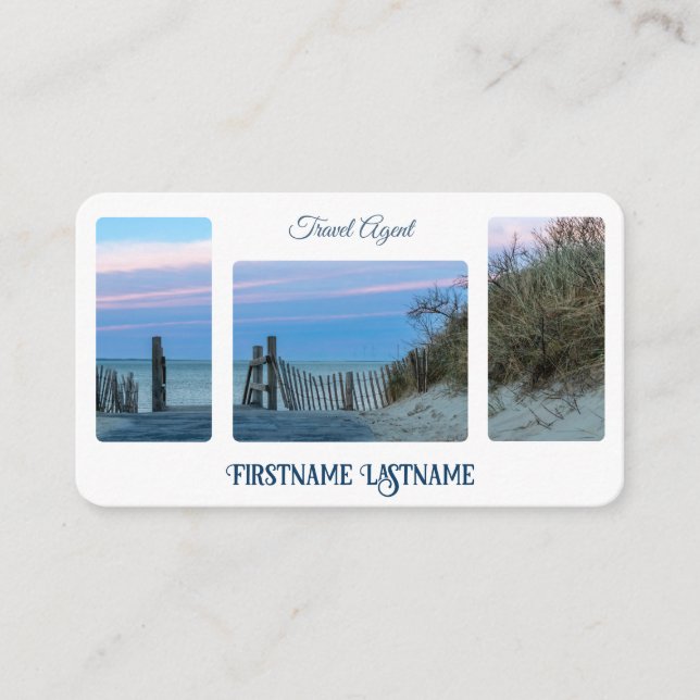 Travel agent dune pathway to ocean beach QR-Code Business Card (Front)