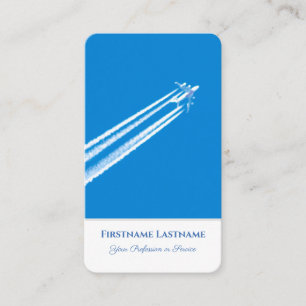Travel agent flight airplane in blue sky flying business card