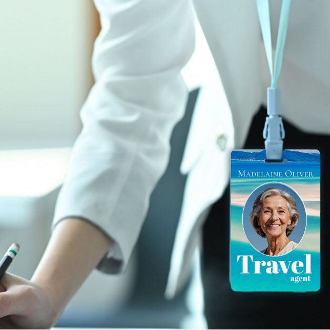 Travel Agent ID Blue Ocean Beach  Employee ID Badge (Creator Uploaded)