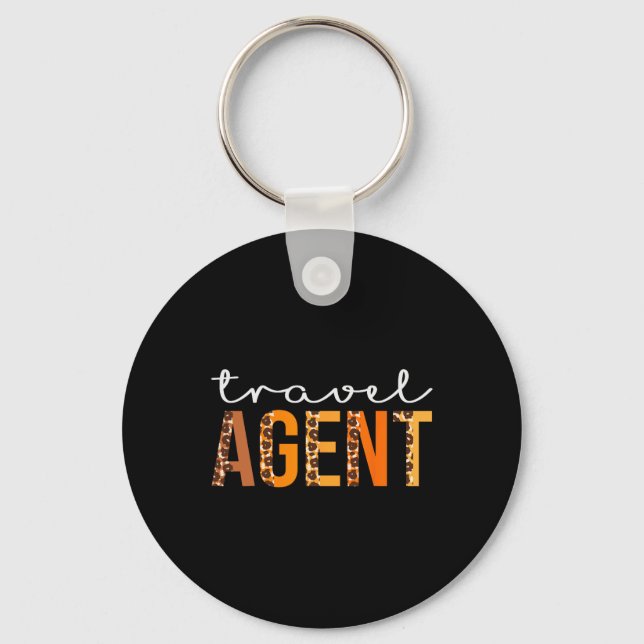 Travel Agent leopard Squad Cute Fall Autumn Thanks Key Ring (Front)