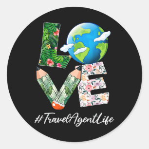 Travel Agent Love World Earth Day Save The Planet Classic Round Sticker