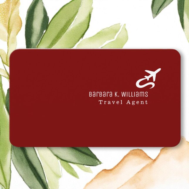 Travel Agent Minimalist deep-red Business Card (Creator Uploaded)