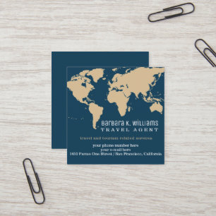 Travel Agent Modern Business Card with World Map